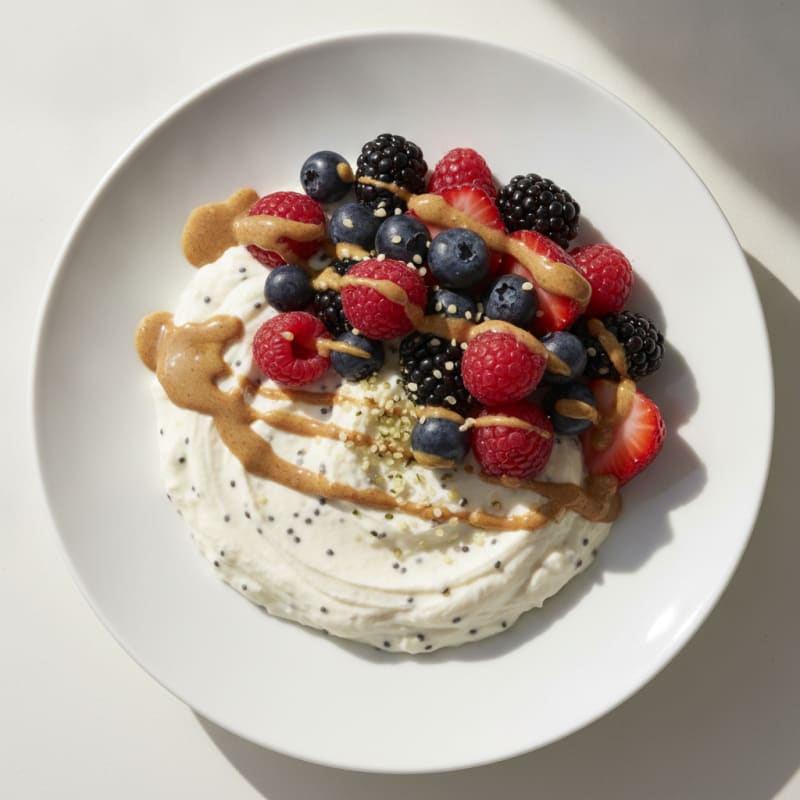 Silky Greek Yogurt Protein Pudding with Mixed Berries