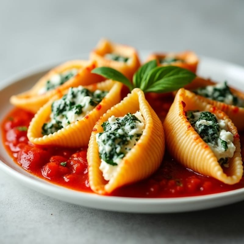 Creamy Spinach Ricotta Stuffed Pasta Shells