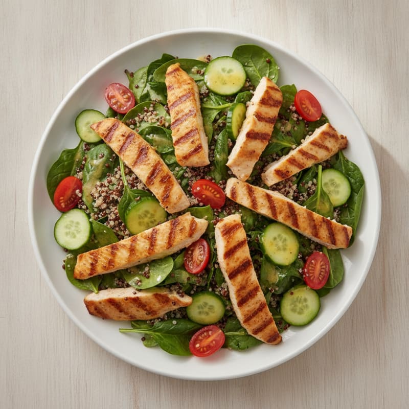 Grilled Chicken and Quinoa Salad with Spinach