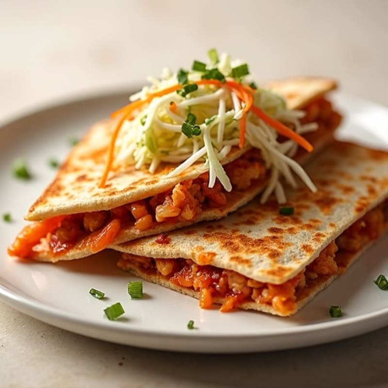 Healthy Crispy BBQ Chicken Quesadilla with Crunchy Slaw