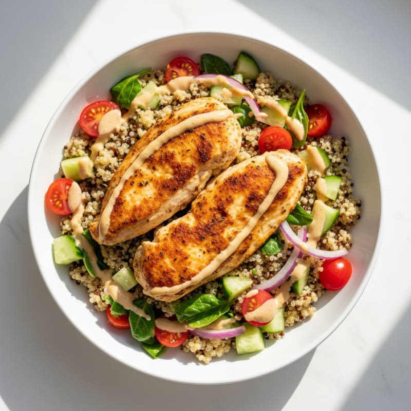 Crispy Lemon-Herb Chicken Shawarma Bowls