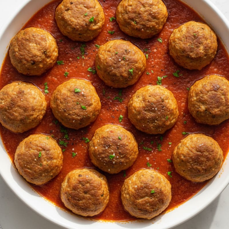 Baked Turkey Meatballs with Marinara Sauce