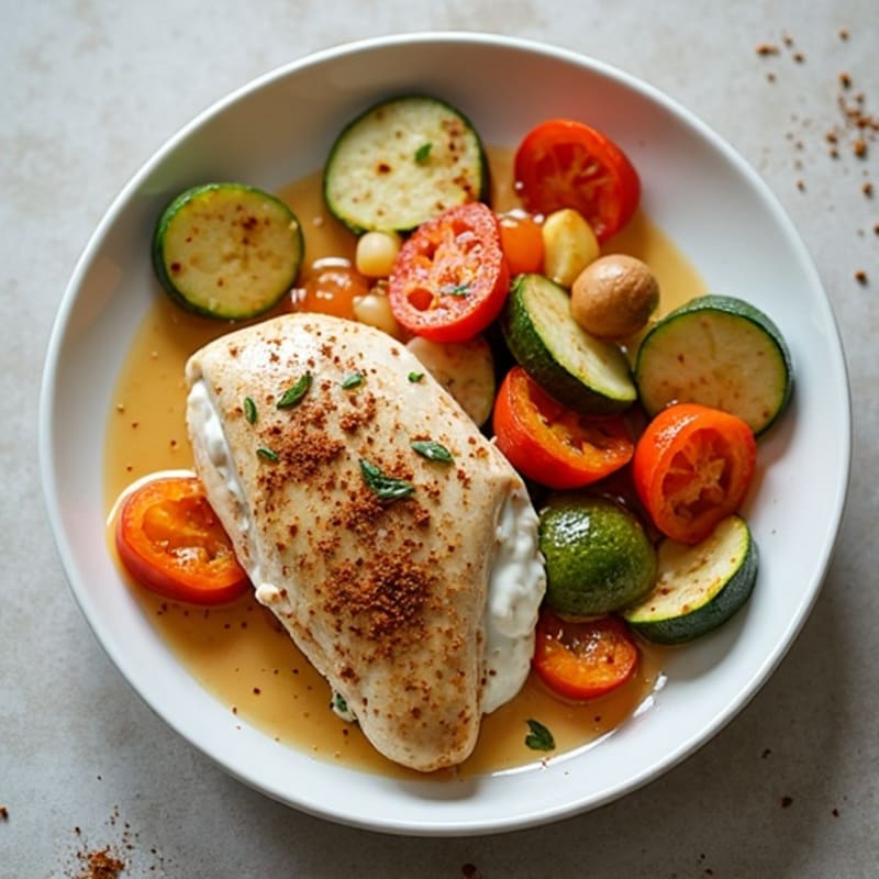 Creamy Spiced Chicken with Roasted Vegetables
