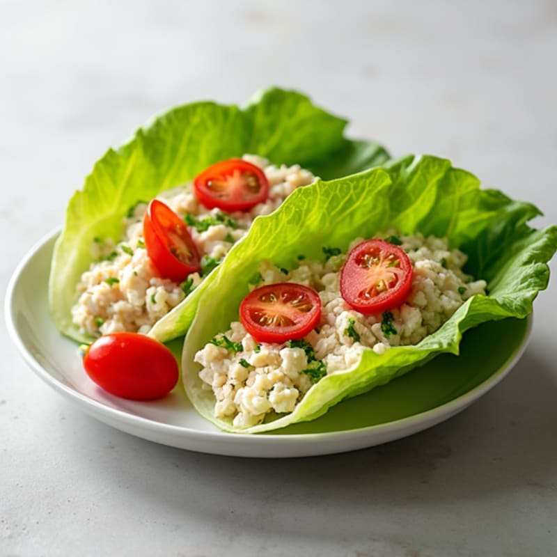 Tuna Salad Lettuce Wraps with Cherry Tomatoes