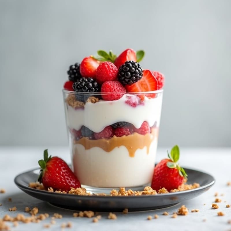 Creamy Greek Yogurt Parfait with Mixed Berries and Almond Butter