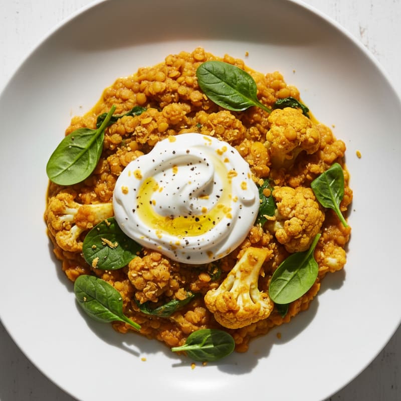 High-Protein Golden Lentil & Cauliflower Curry Bowl