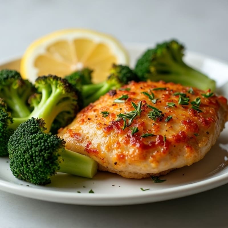 Crispy Lemon Herb Chicken Thighs with Roasted Broccoli