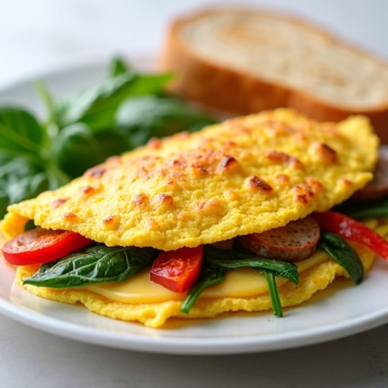 Egg White Spinach Omelette with Turkey Sausage