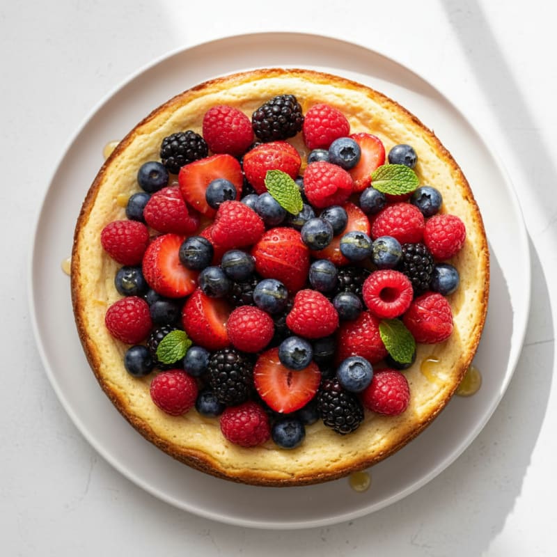 Greek Yogurt Protein Cheesecake with Mixed Berries