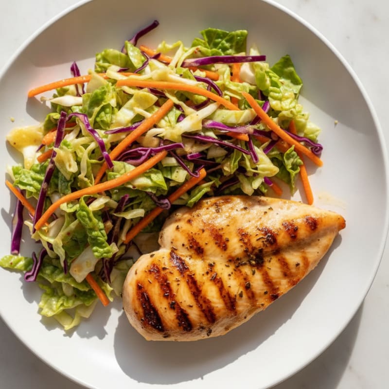 Grilled Chicken Breast with Crunchy Cabbage Slaw