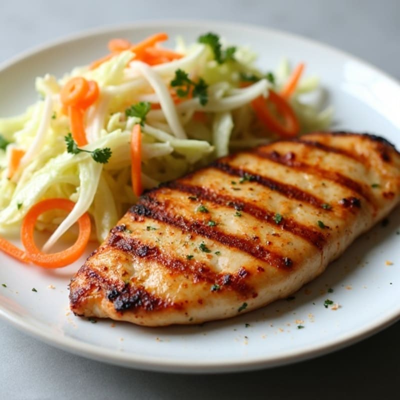 Grilled Chicken Breast with Crunchy Cabbage Slaw