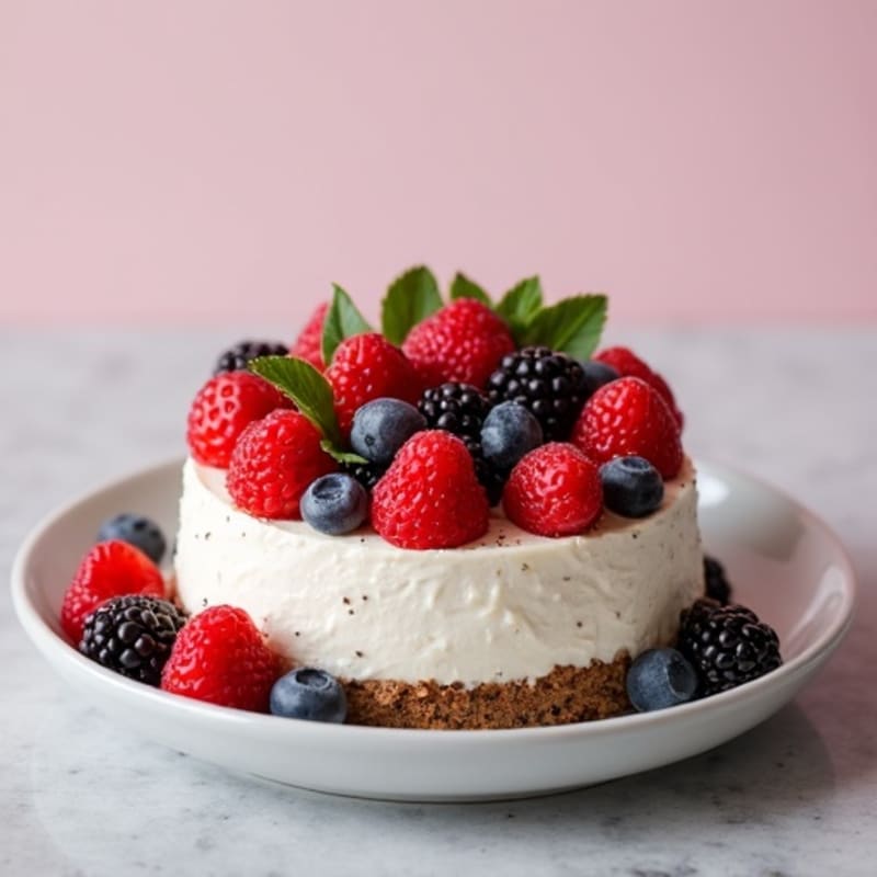 Creamy Greek Yogurt Protein Cheesecake with Fresh Berries