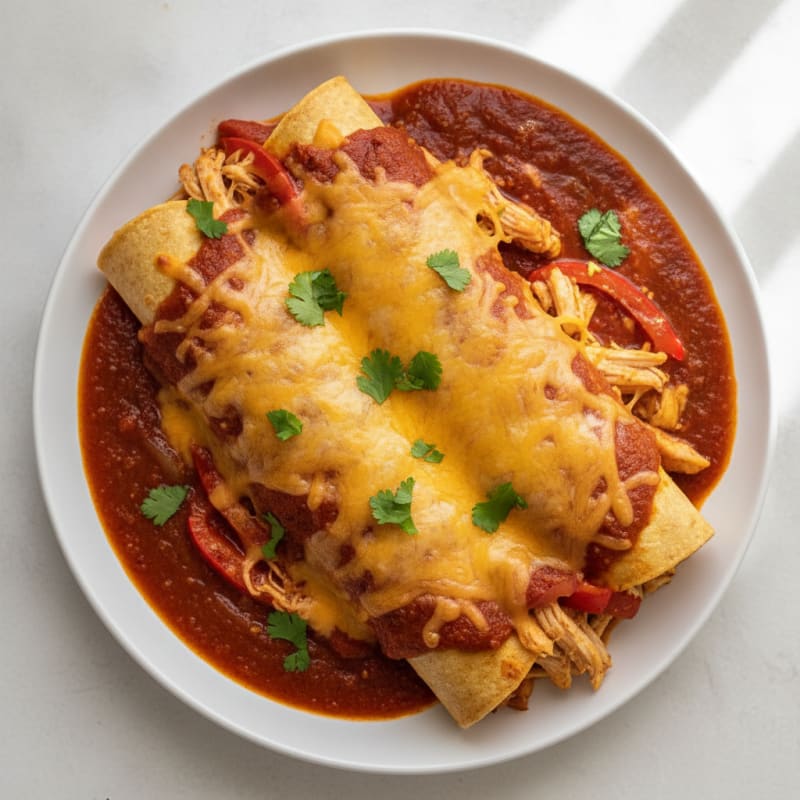 Chicken Enchiladas with Red Chili Sauce
