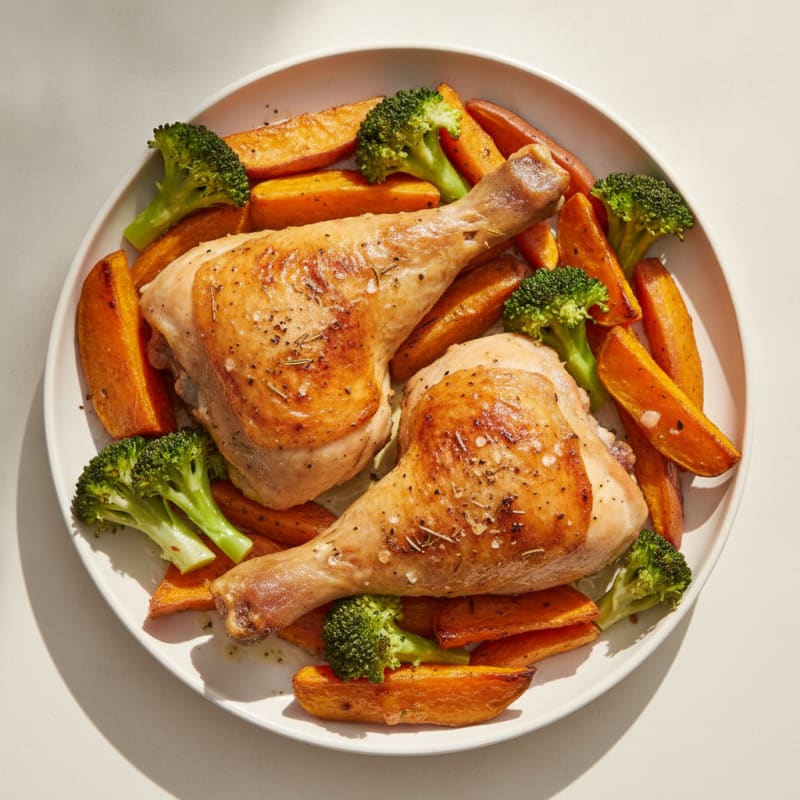 Roasted Chicken Leg Quarters with Sweet Potatoes