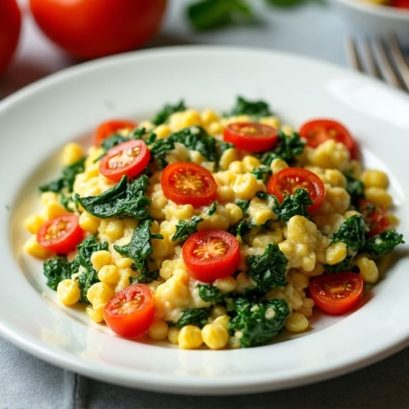 Egg White Spinach Scramble with Fresh Tomatoes