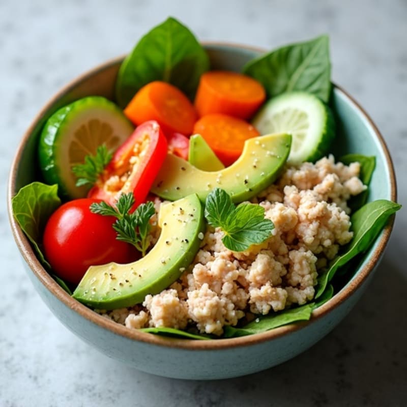 Flaked Tuna and Avocado Bowl with Crunchy Veggies