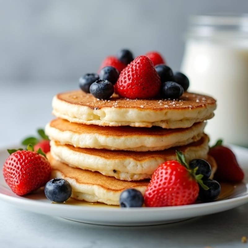 Fluffy Protein Pancakes with Fresh Berries