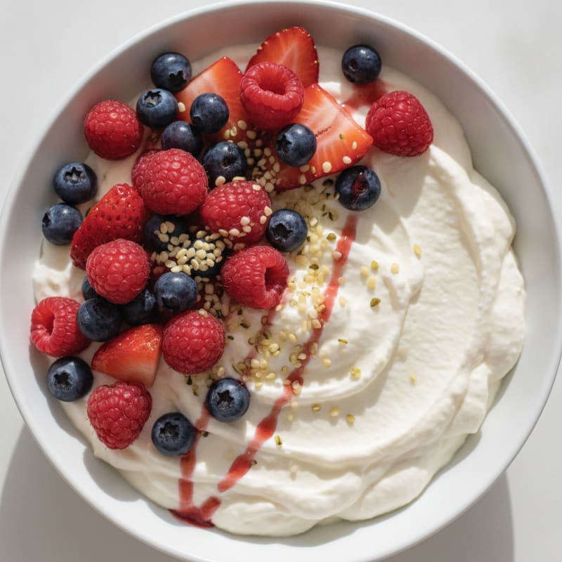 Silky Greek Yogurt Protein Pudding with Berries