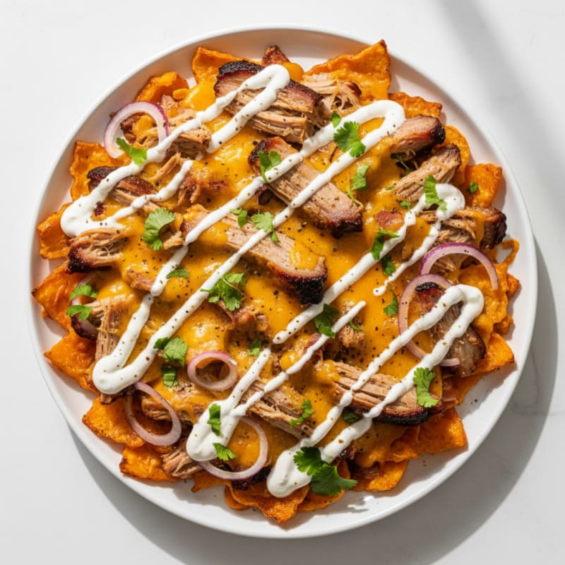 Smoky Pulled Pork Nachos with Zesty Crema