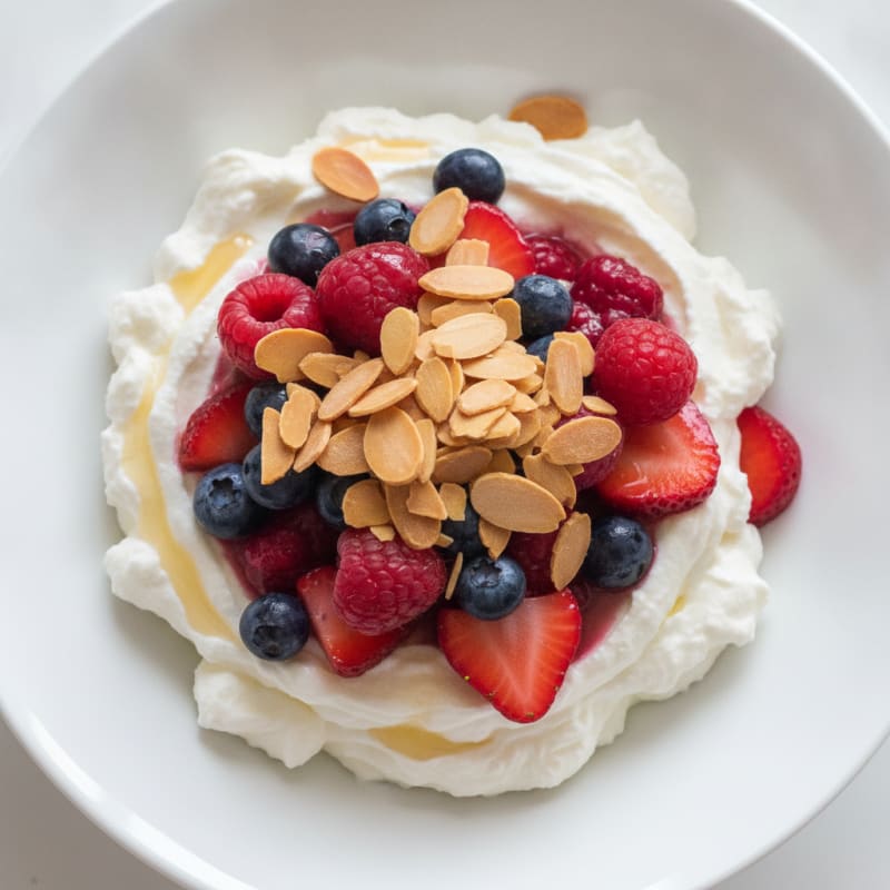 Greek Yogurt Protein Parfait with Mixed Berries and Almonds