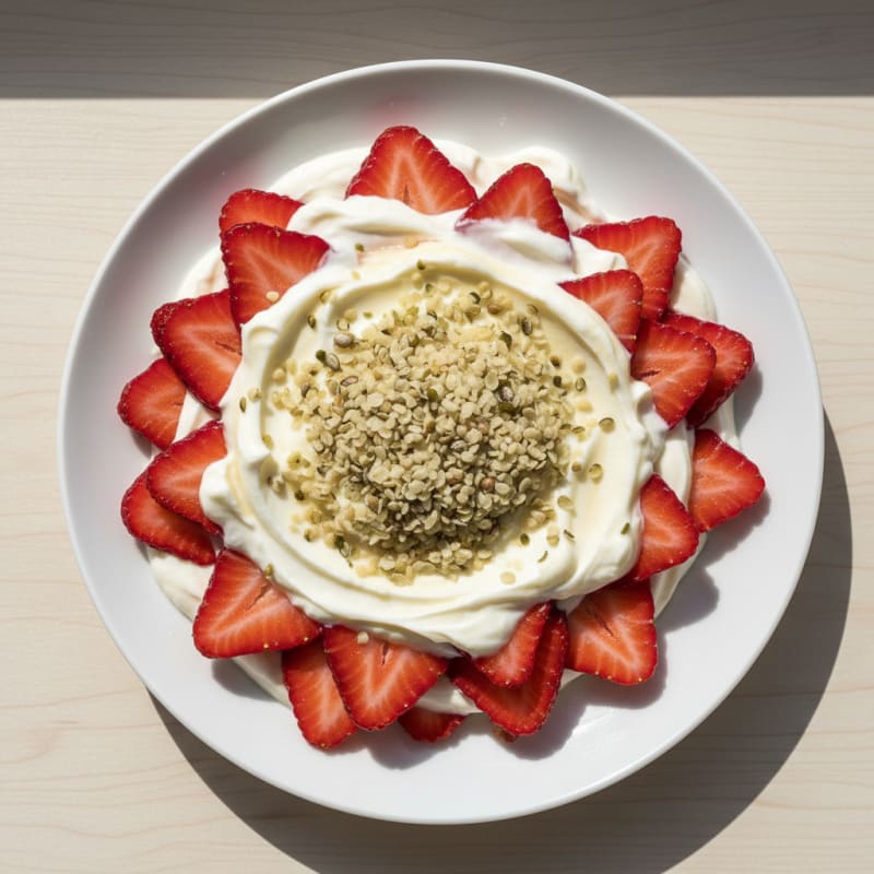Greek Yogurt Protein Parfait with Sliced Strawberries
