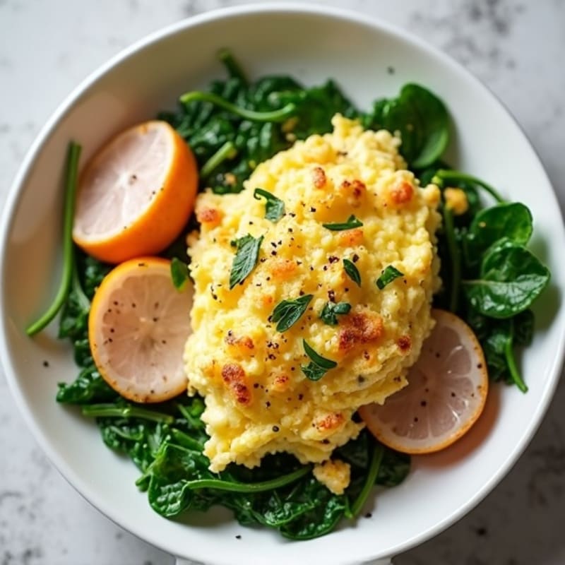 Egg White Spinach Scramble with Turkey Breast