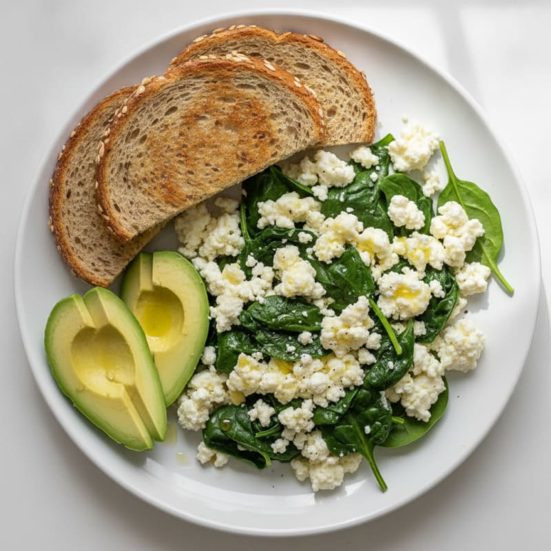 Egg White Scramble with Spinach and Cottage Cheese