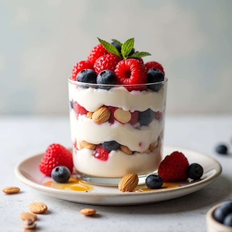 Greek Yogurt Protein Parfait with Berries and Almonds
