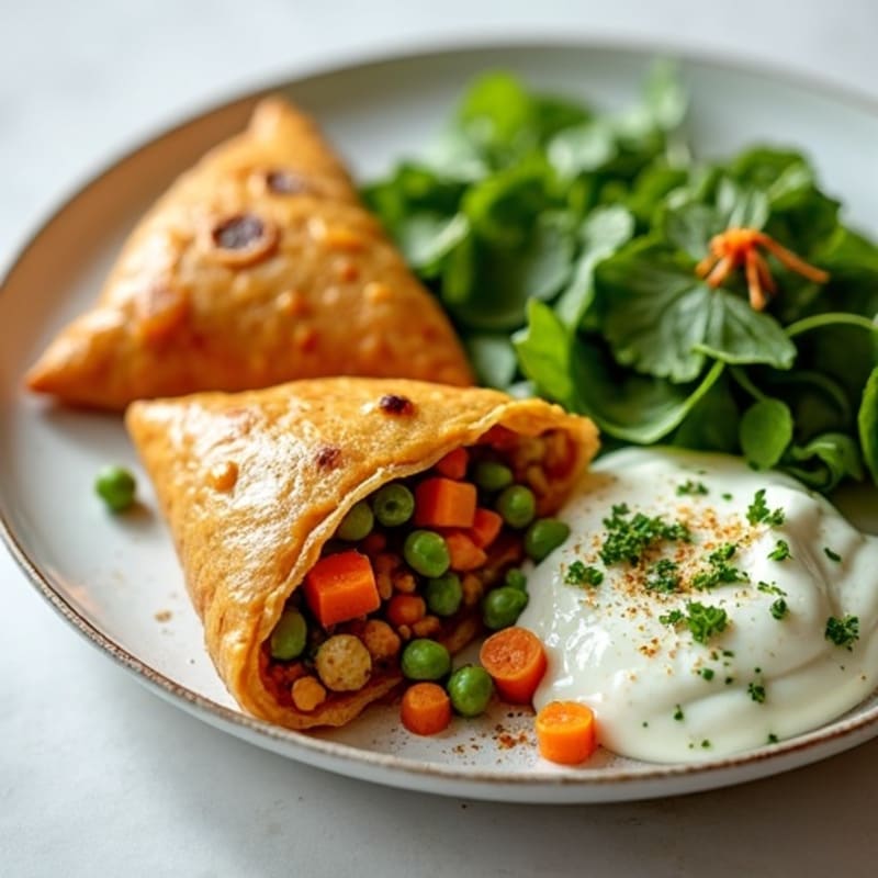 Baked Lentil-Vegetable Samosas with Mint-Cilantro Sauce