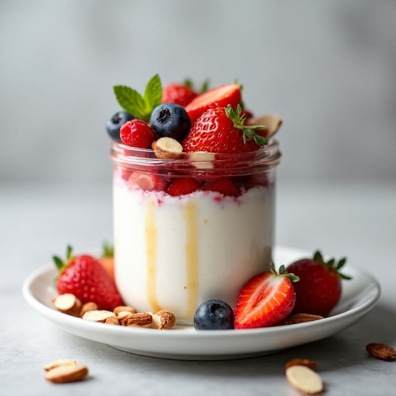 Creamy Greek Yogurt Protein Parfait with Berries and Almonds
