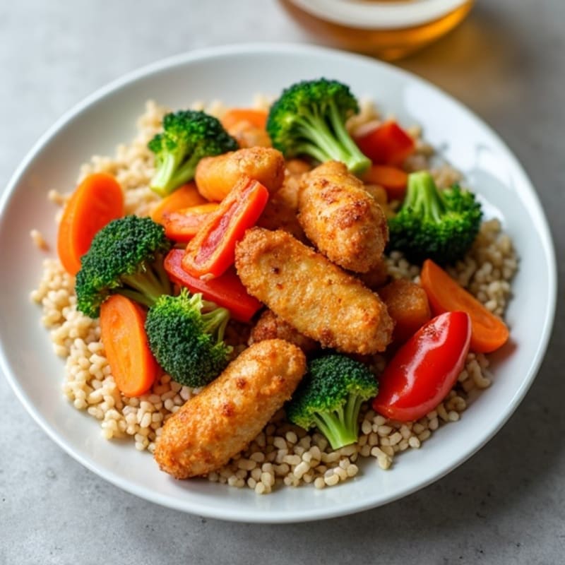 Crispy Chicken and Vegetable Brown Rice Stir-Fry