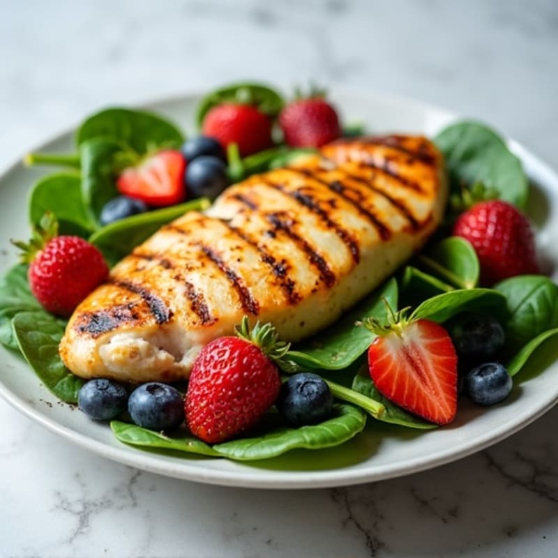 Grilled Chicken Breast with Fresh Berry Spinach Salad