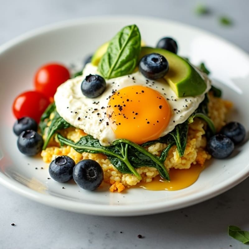 Egg White Scramble with Spinach and Cottage Cheese