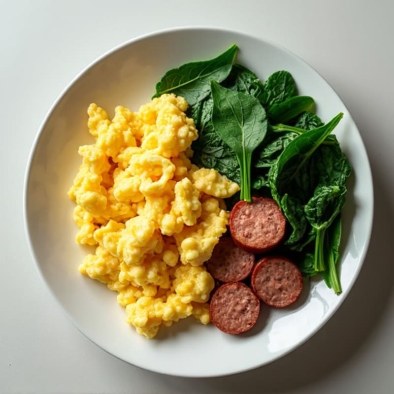 Egg White Scramble with Spinach and Turkey Sausage