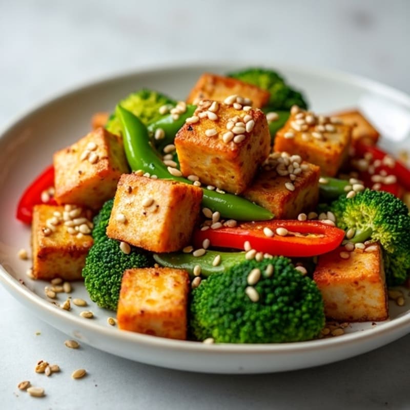 Crispy Sesame Tofu Stir-Fry with Fresh Vegetables