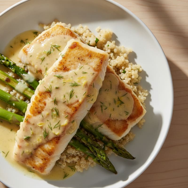Pan-Seared Cod with Lemon-Dill Sauce