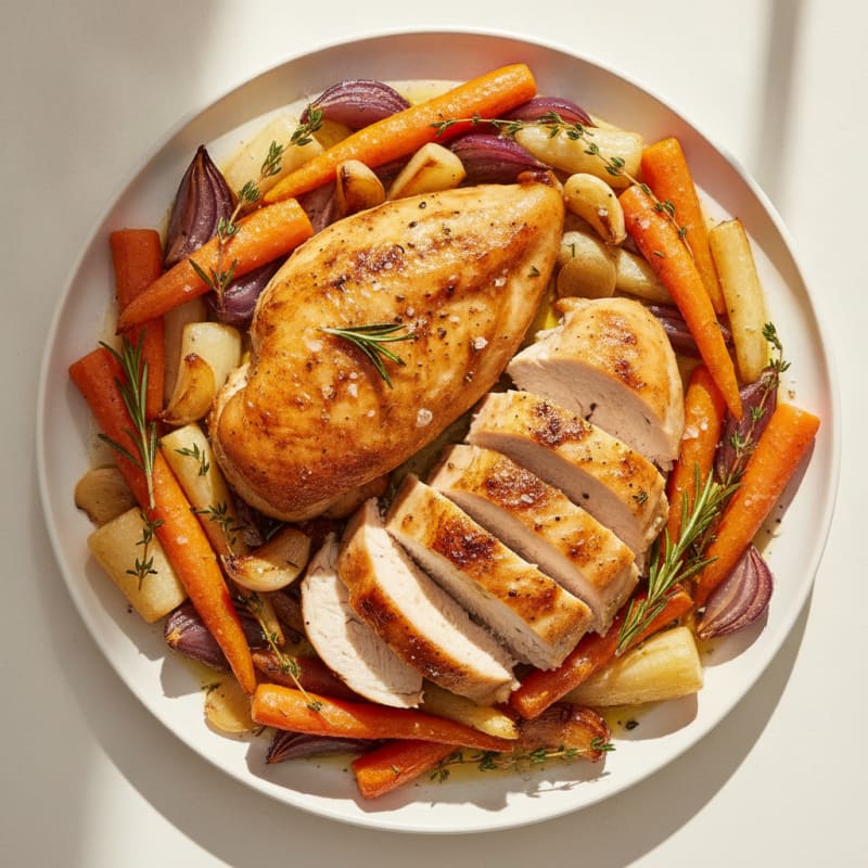 Garlic Herb Roasted Chicken with Root Vegetables