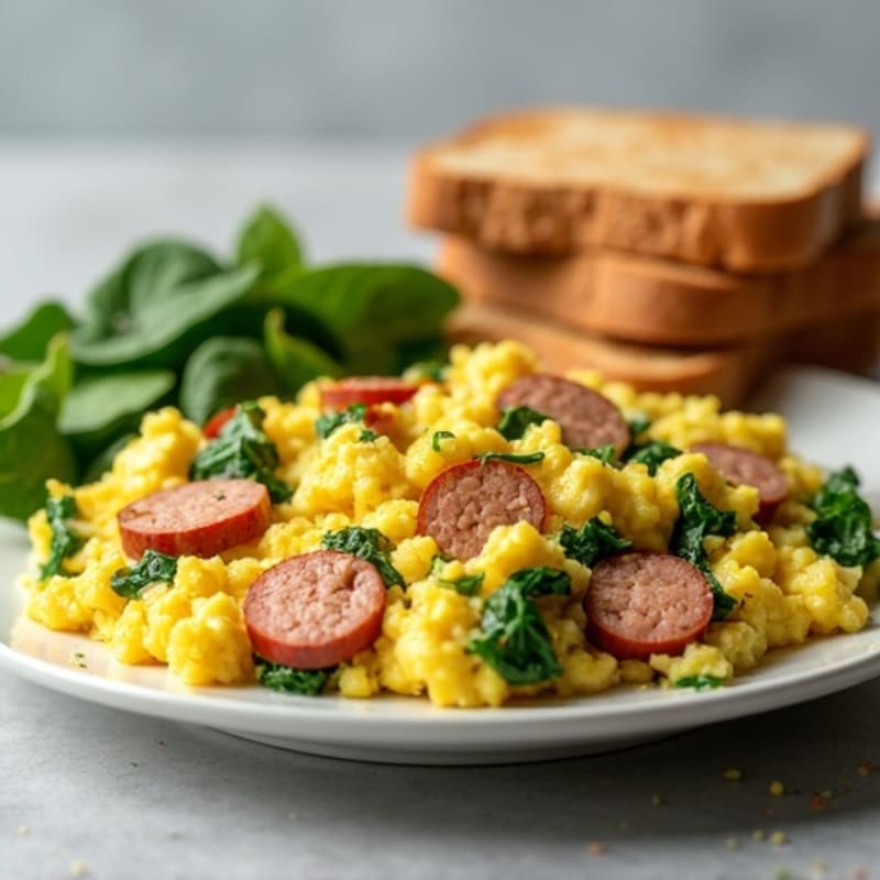 Egg White and Turkey Sausage Scramble with Spinach
