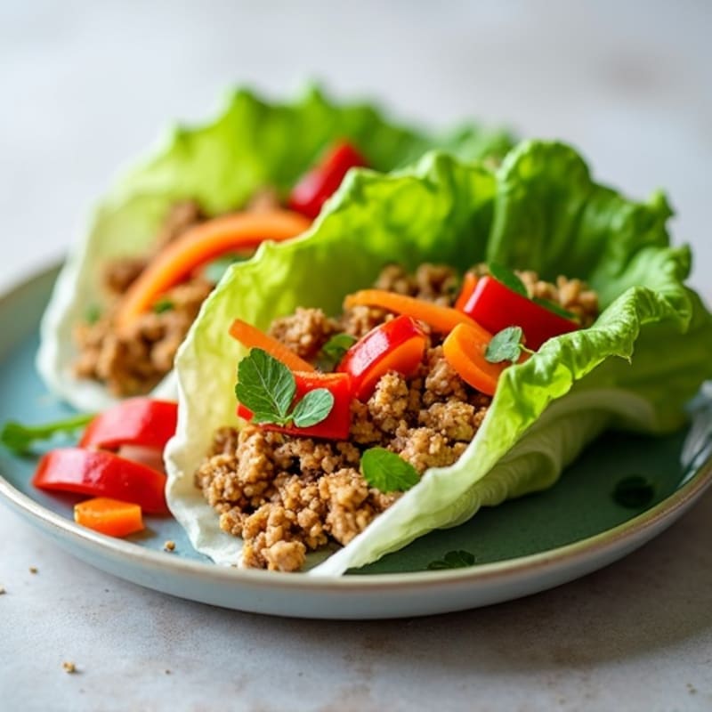Savory Ground Chicken Lettuce Wraps with Crunchy Vegetables