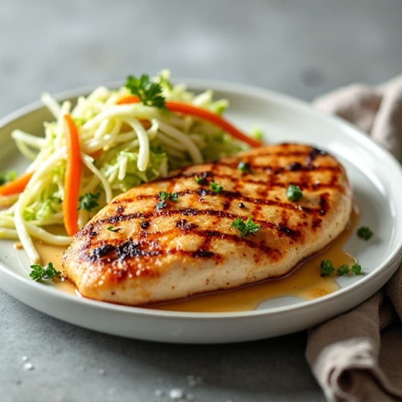 Grilled Chicken Breast with Crunchy Cabbage Slaw