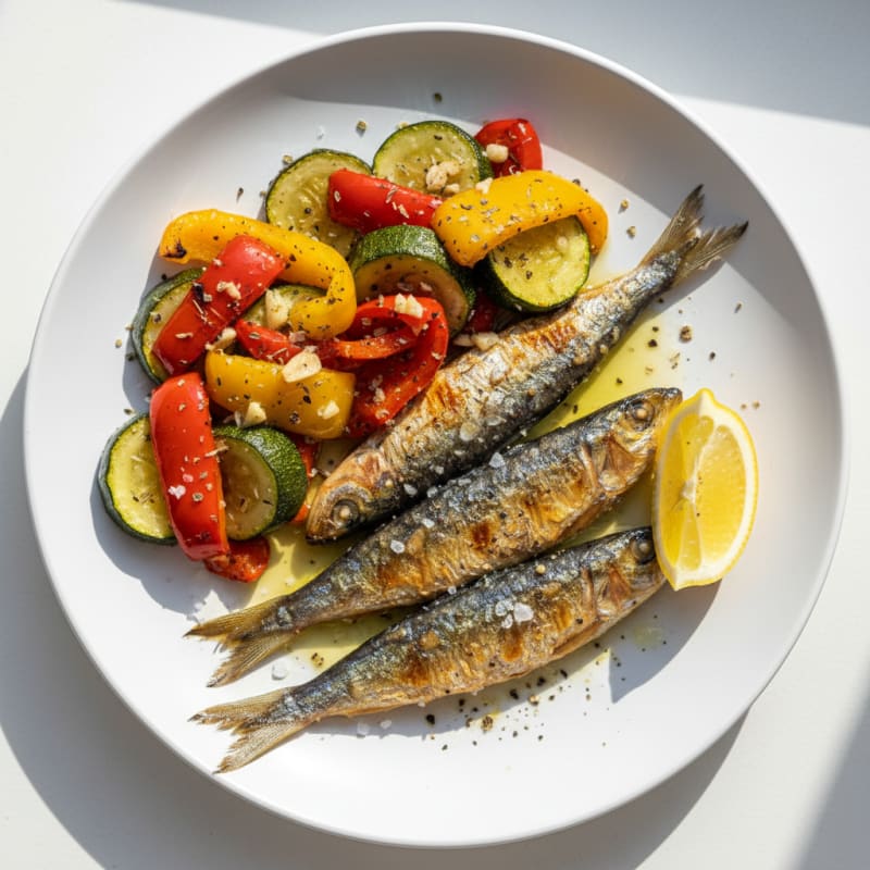 Pan-Seared Sardine with Roasted Vegetables