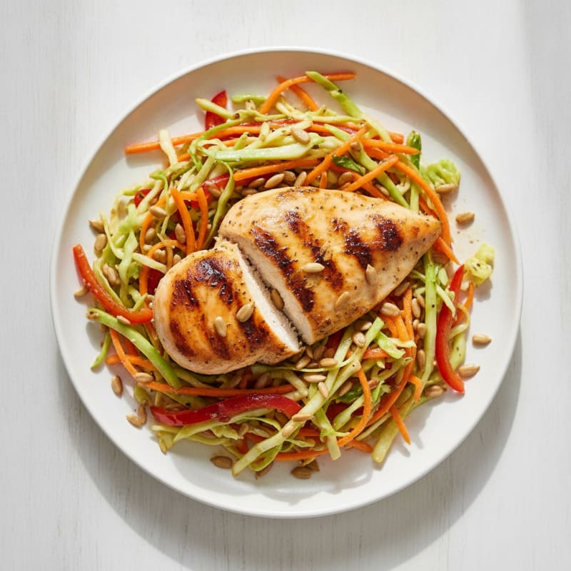 Grilled Chicken Breast with Crunchy Vegetable Slaw