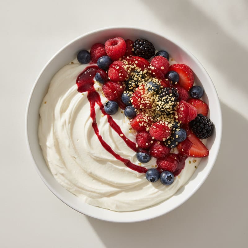 Silky Greek Yogurt Protein Pudding with Mixed Berries