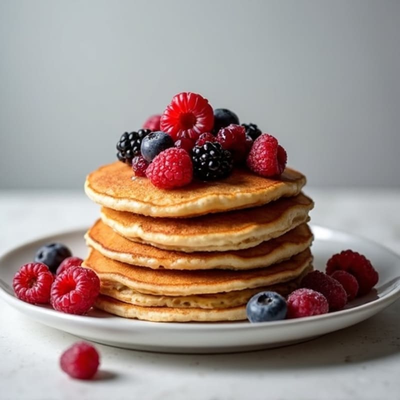 Fluffy Protein Pancakes with Berry Compote