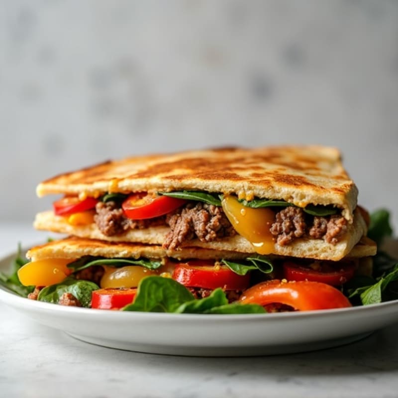 Crispy Whole Wheat Steak and Veggie Quesadilla