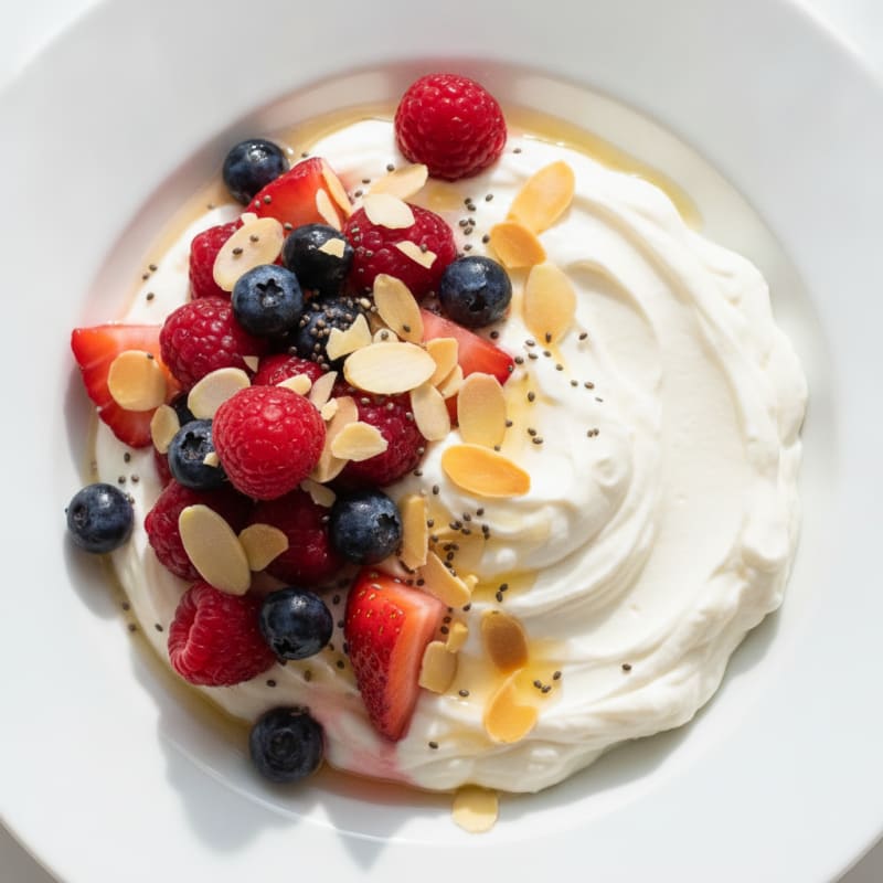 Silky Greek Yogurt Protein Pudding with Mixed Berries