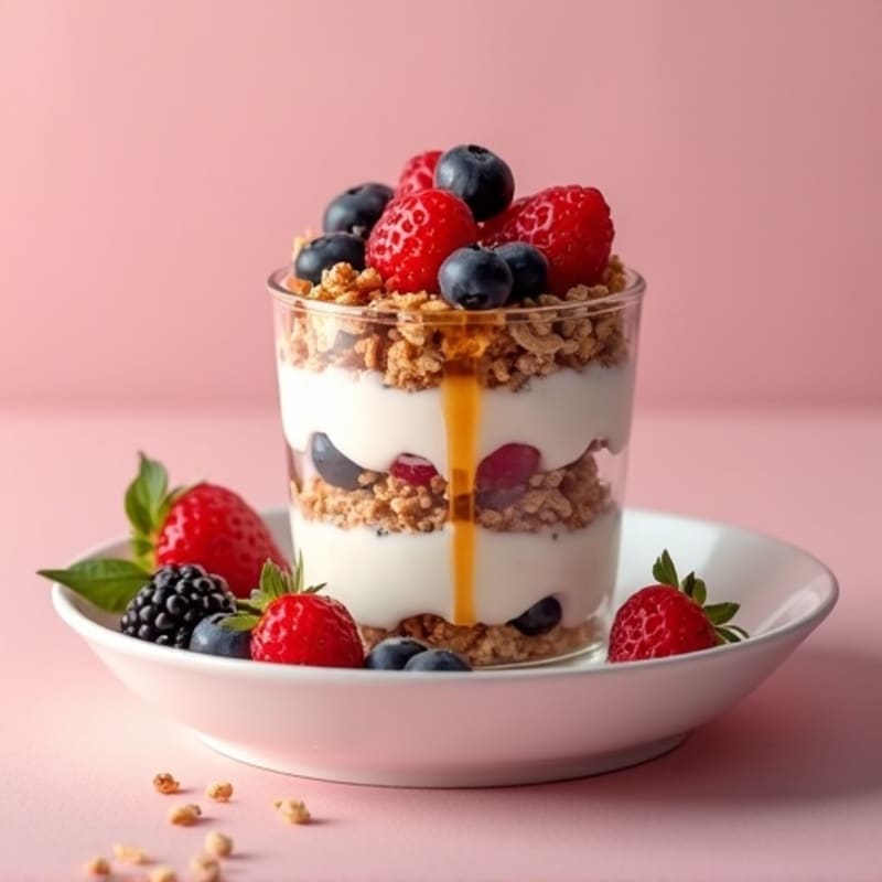 Greek Yogurt Parfait with Mixed Berries and Protein Granola