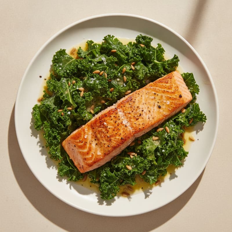 Pan-Seared Salmon with Zesty Kale Salad