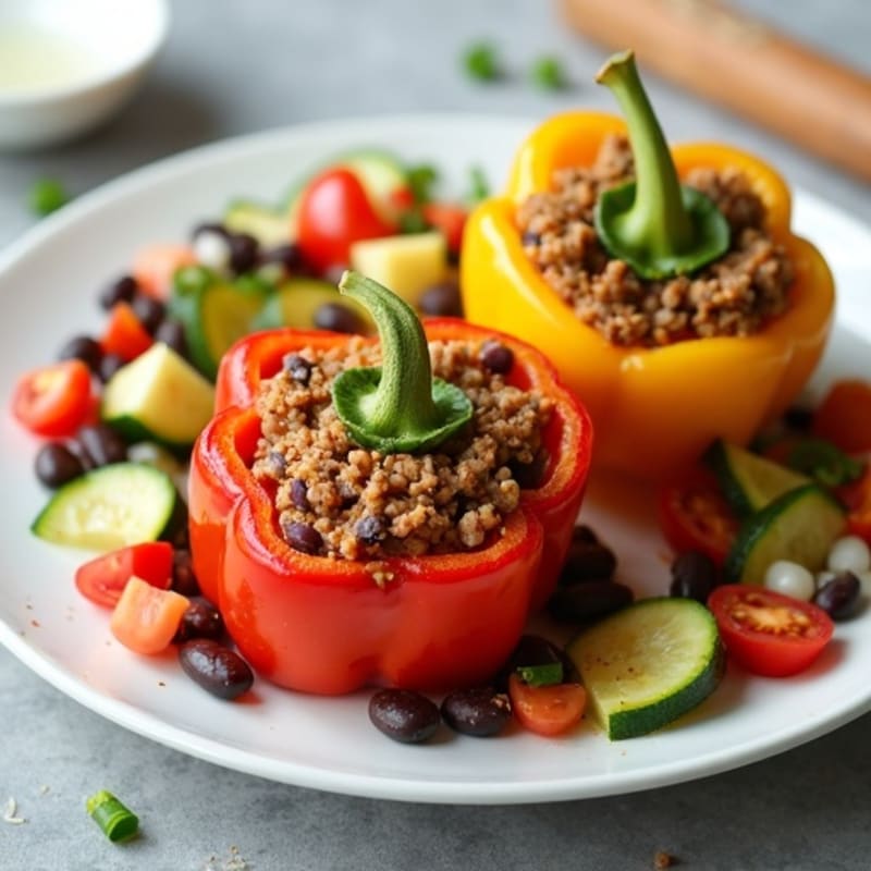 Lean Ground Turkey and Vegetable Stuffed Bell Peppers