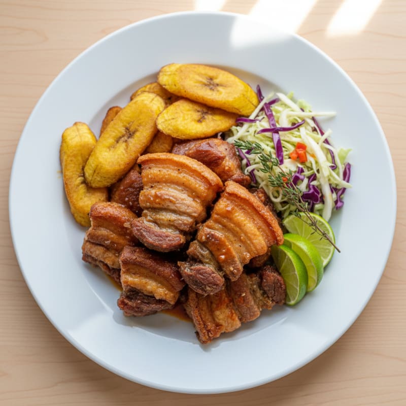 Haitian Griot with Fried Plantains